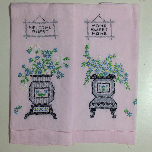 Pink Linen Tea Towels