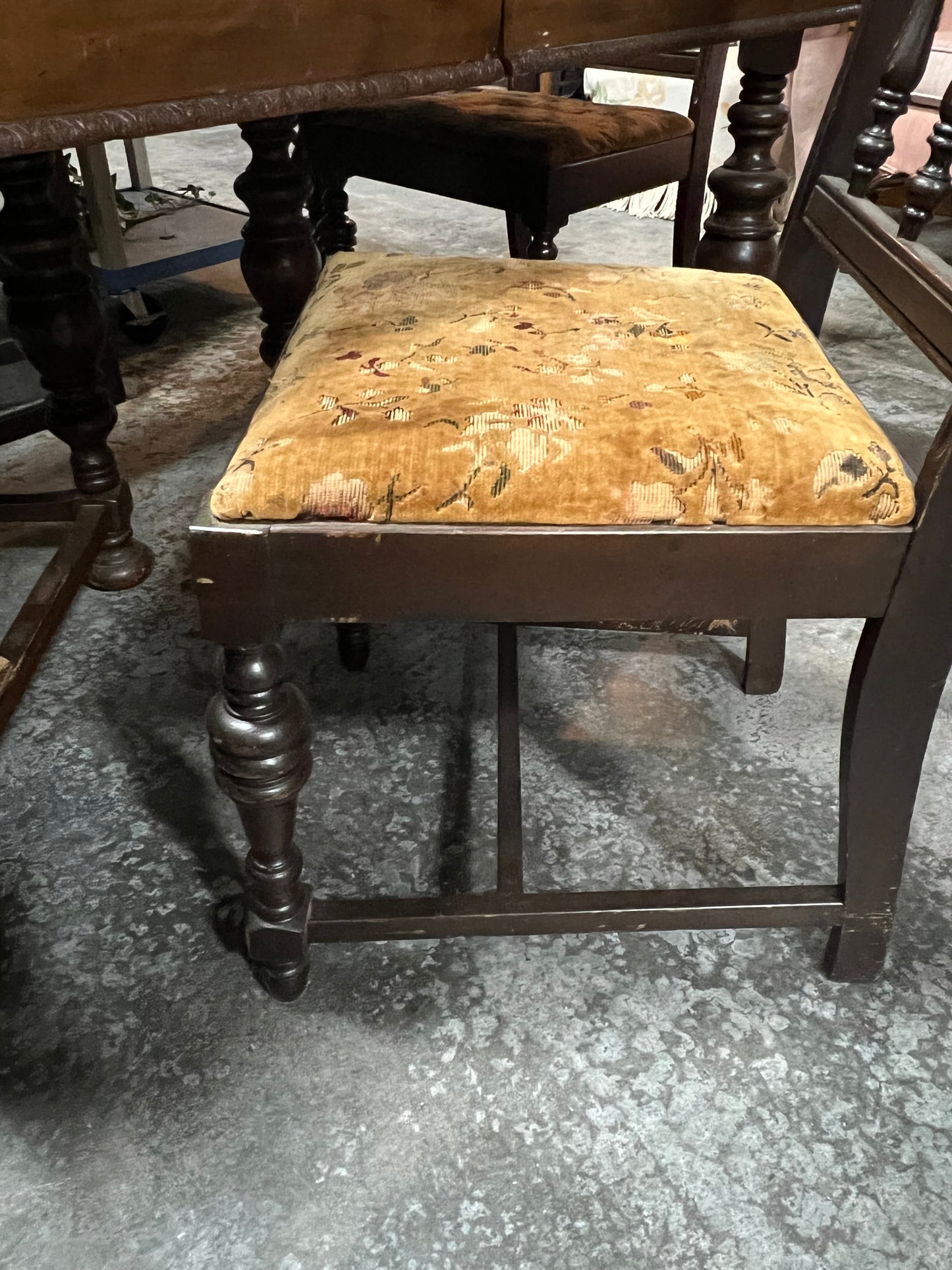 Early Century Jacobean Dining Table with 4 Chairs