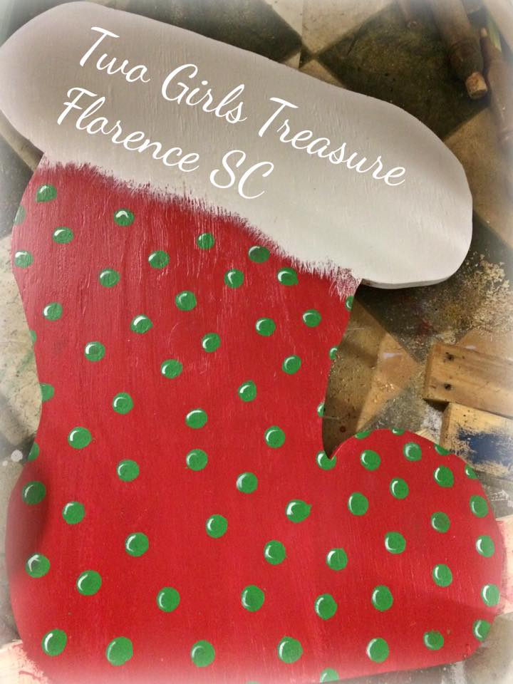 Wooden Christmas Stocking Leaner Garden Ornament