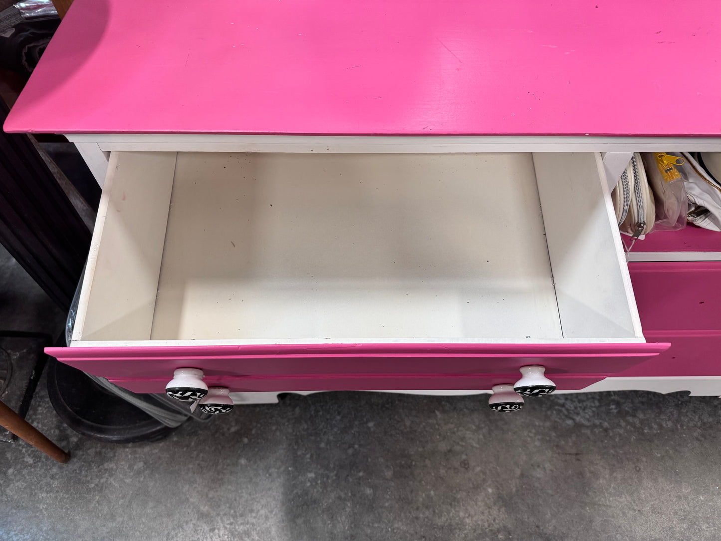 Pink and White 5 Drawer Dresser
