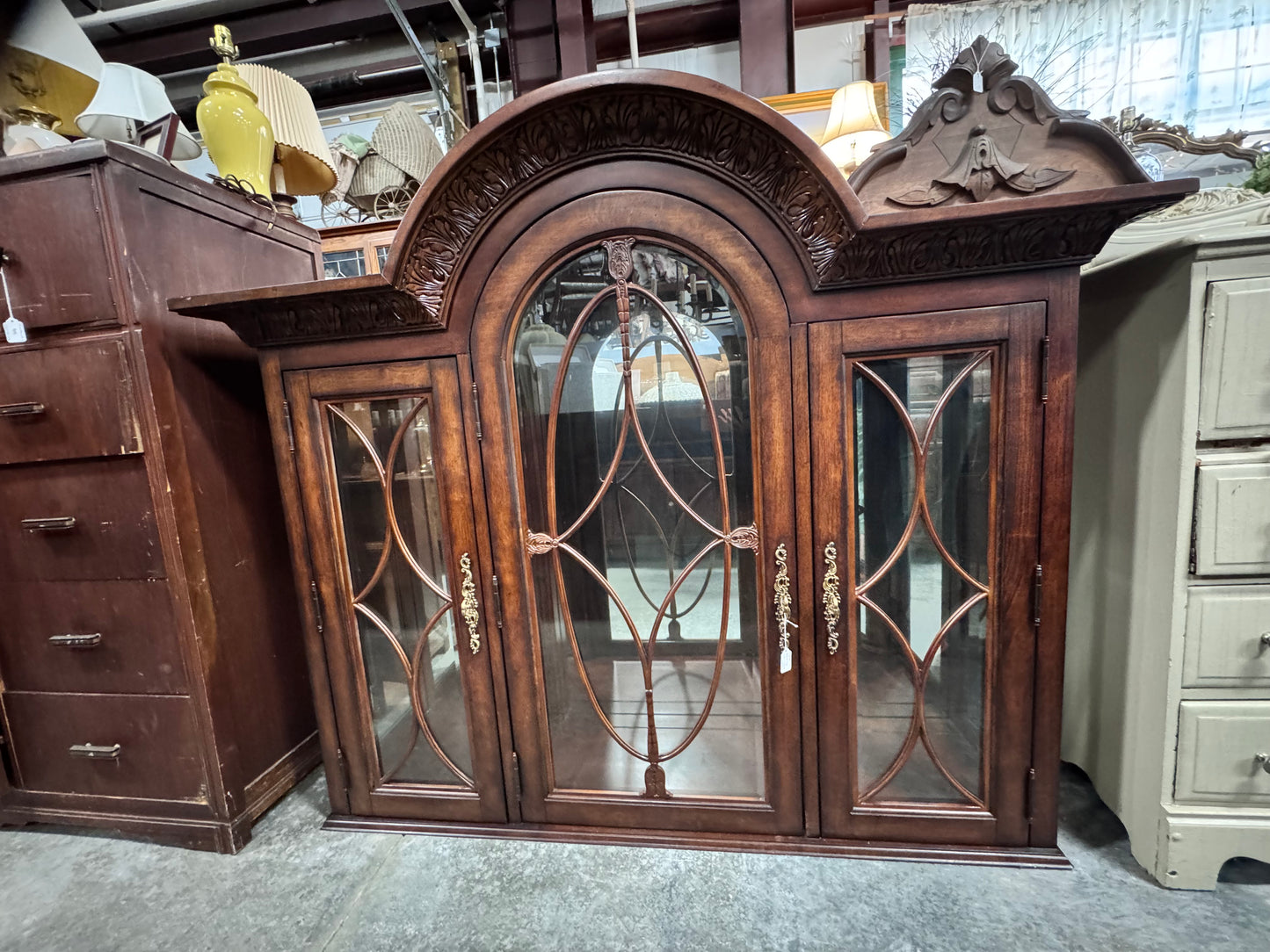Lighted Bonnet Top China Cabinet Upper
