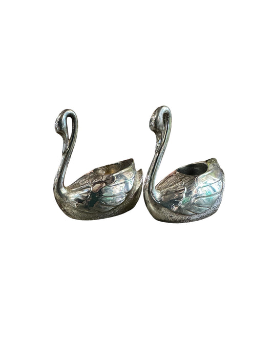 International Silver Company Swans Taper Candle Holders