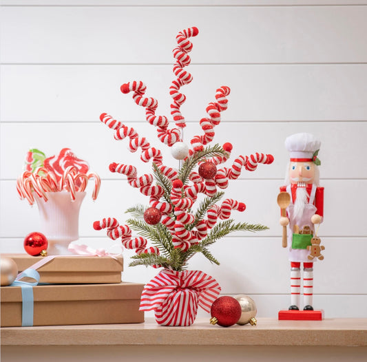 22" Candy Cane Artificial Potted Tree