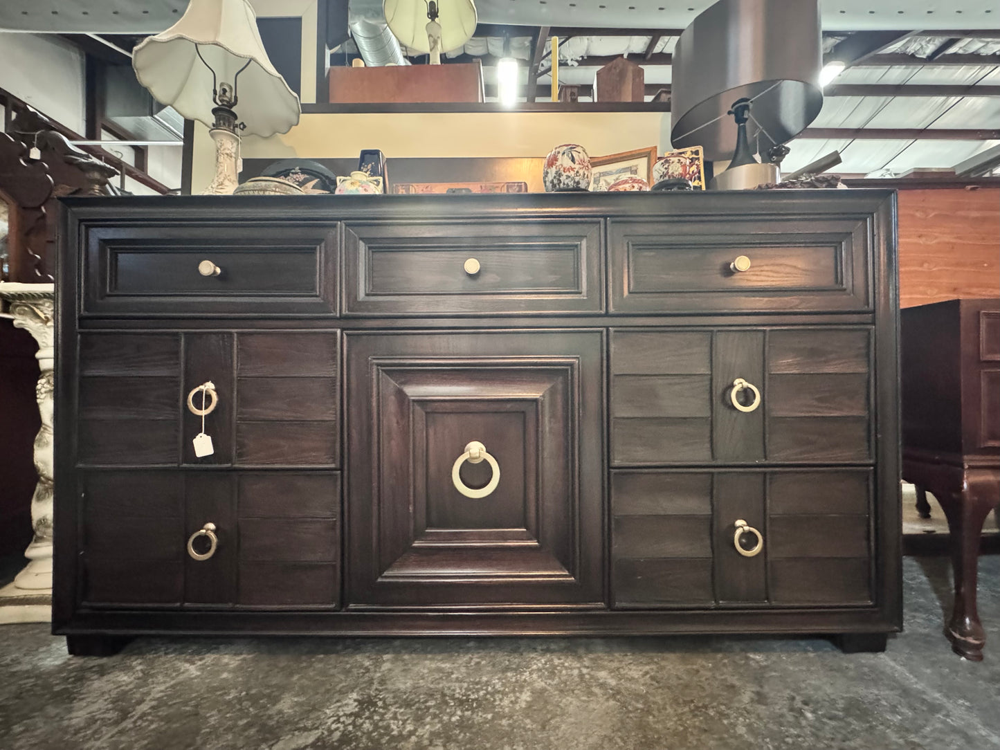 Dark Brown Wood Triple Dresser