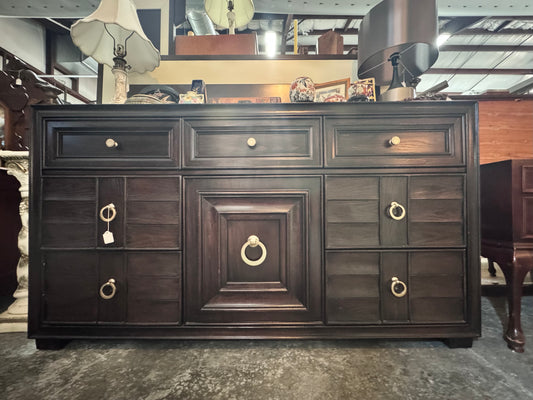 Dark Brown Wood Triple Dresser