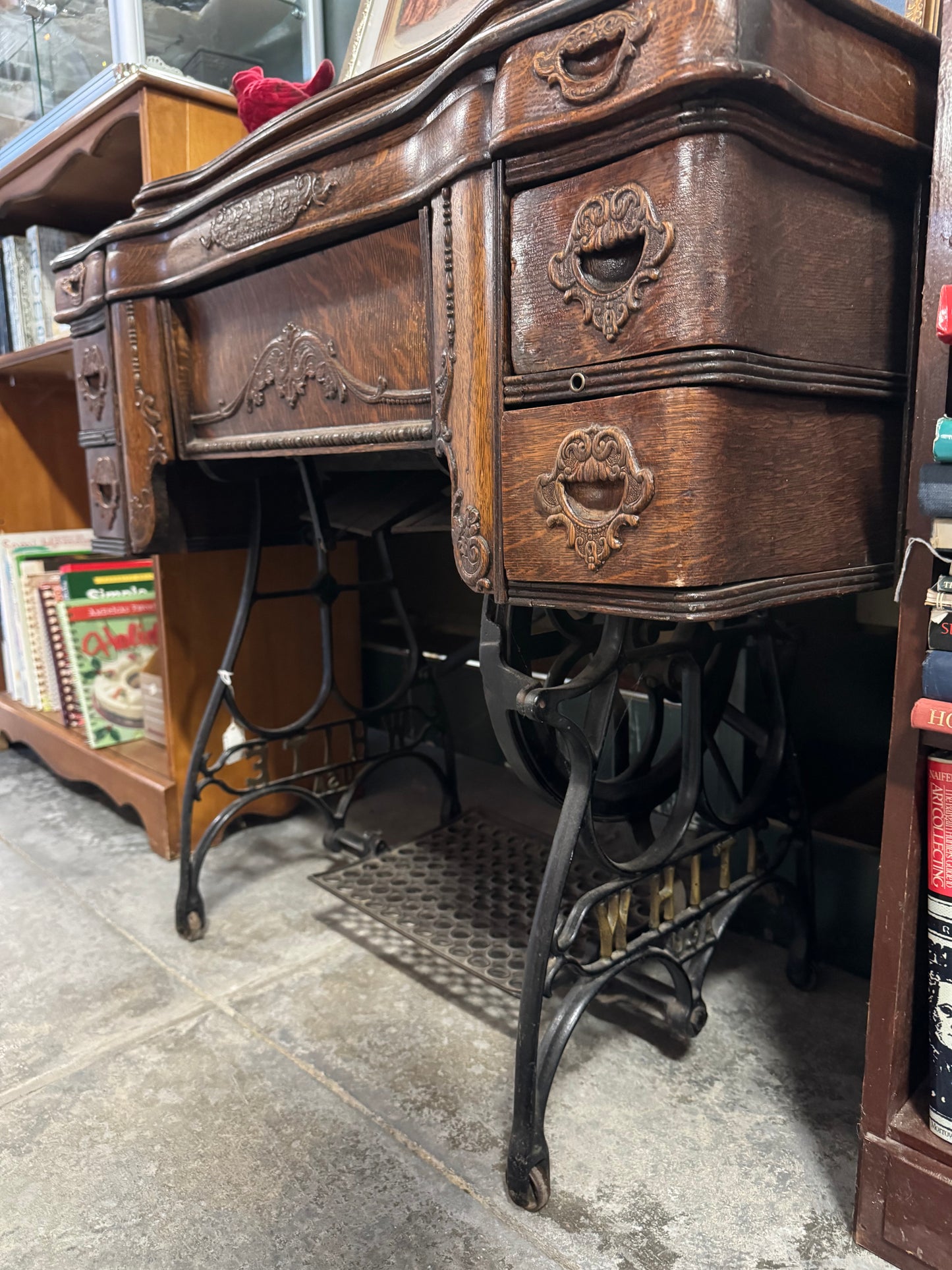 White Brand Treadle Sewing Machine with Table