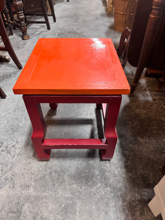 Orange and Red Solid Wood Stool