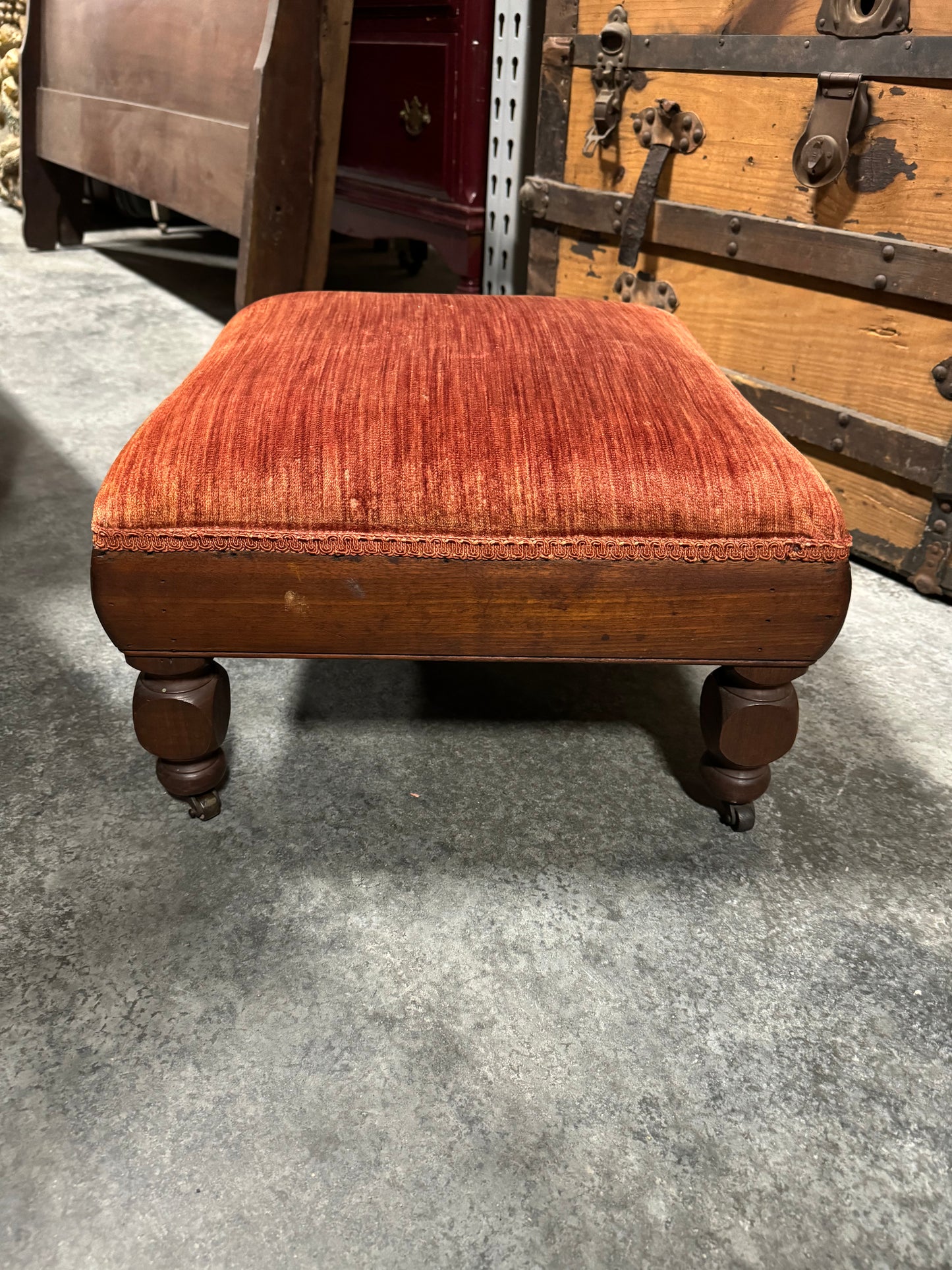 Velvet Upholstered Footstool
