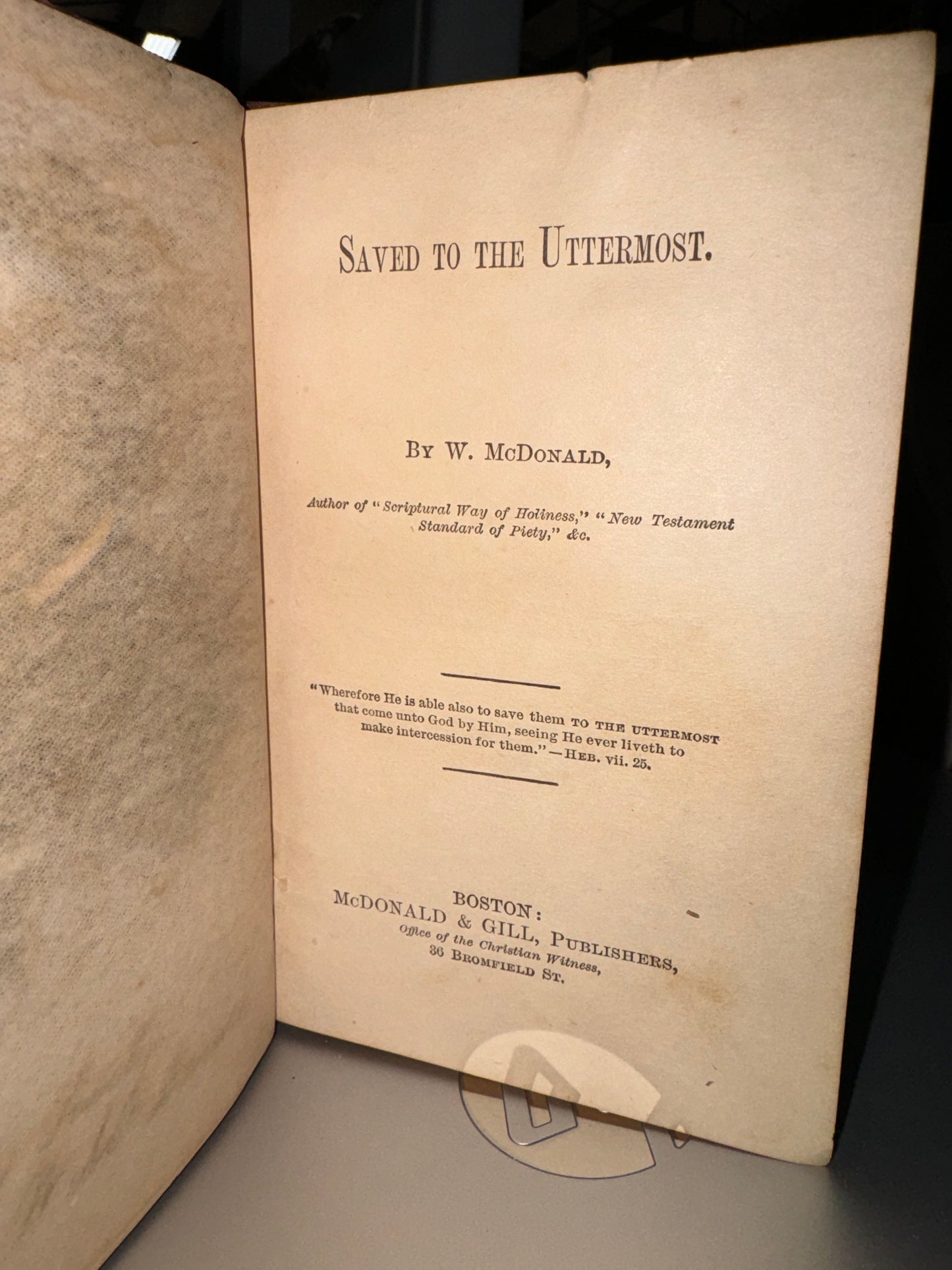 Saved to the Uttermost by W McDonald 1885