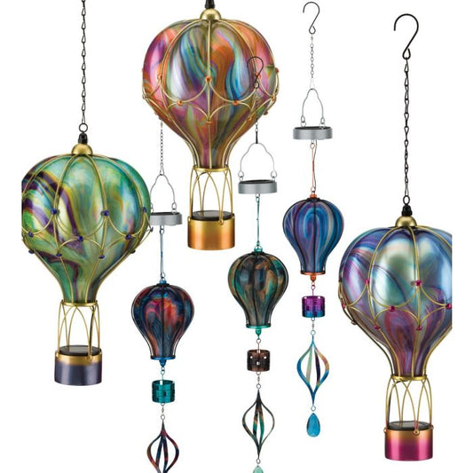 Hand blown Swirl Glass Solar Balloon Lanterns