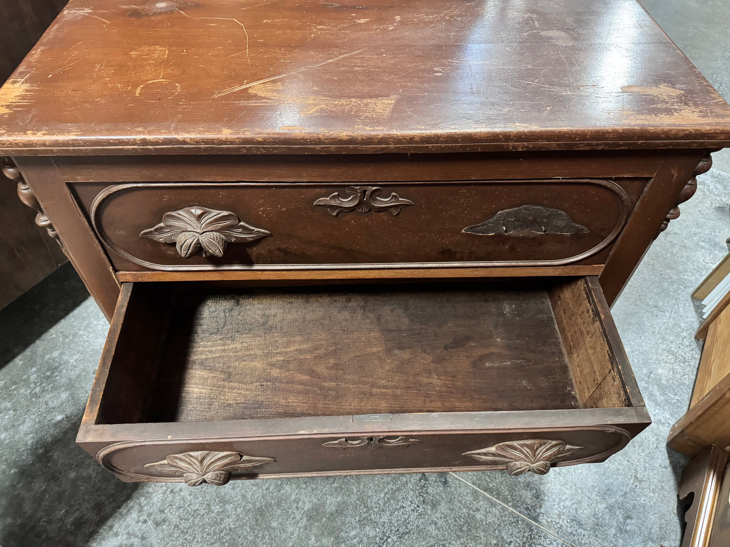 Antique Hand Carved 3 Drawer Dresser