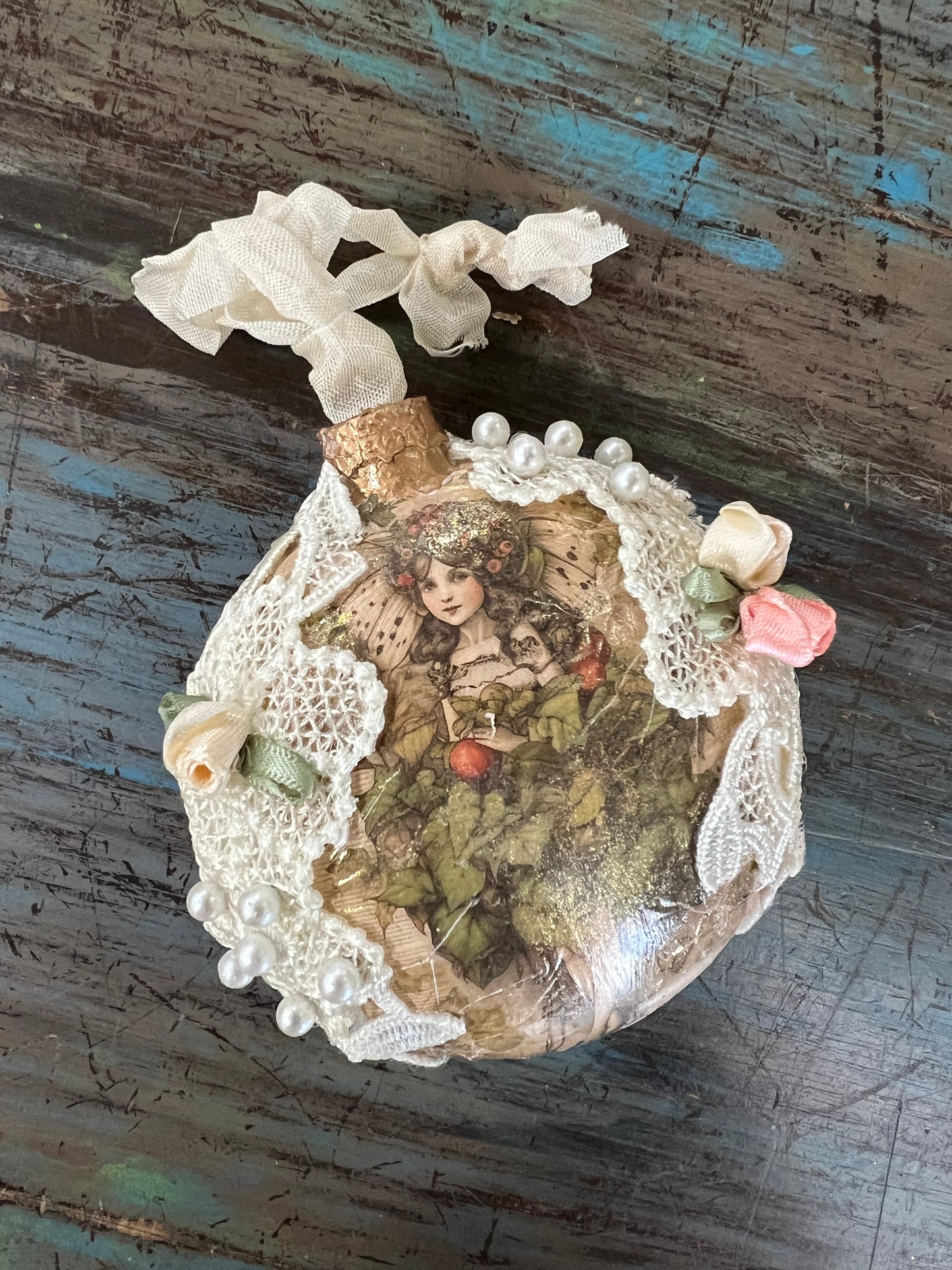 Lace & Roses Fairies Handcrafted Round Ornaments