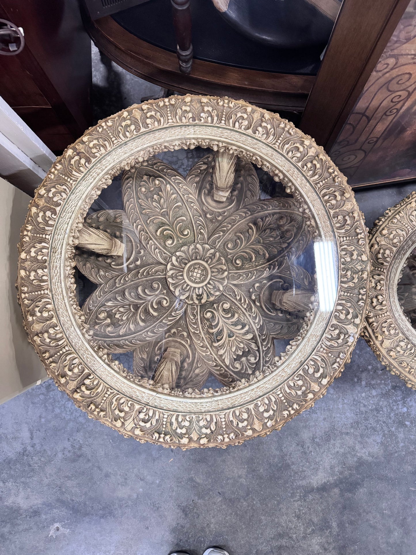 Italian Rococo Style 3 Piece Set - Coffee Table/2 Round Side Tables