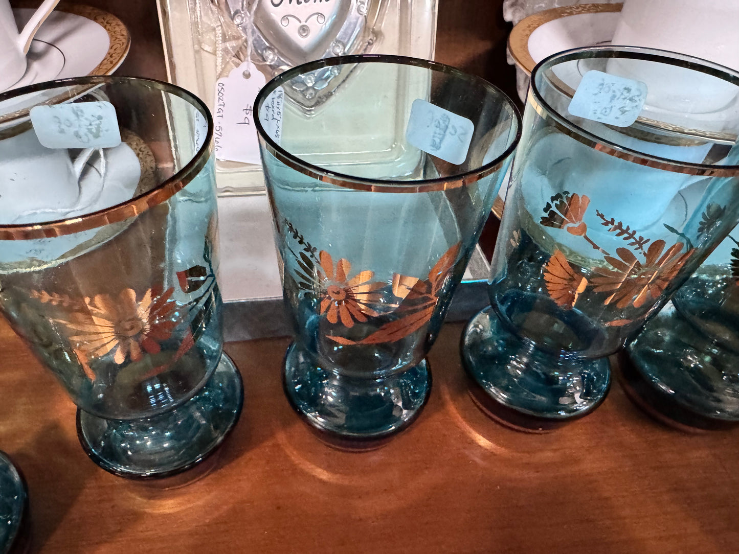 Libby Electric Blue Daisy Sherry Glass set of 6