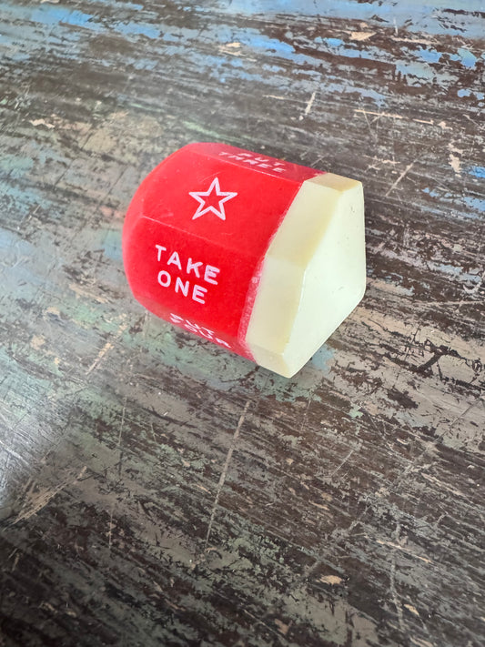 Vintage "Put and Take" Game Spinning Top Red/White Plastic