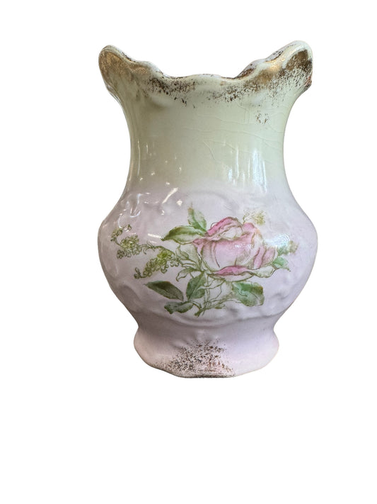 Vintage Porcelain Vase w/Hand Painted Roses Burford Bros.