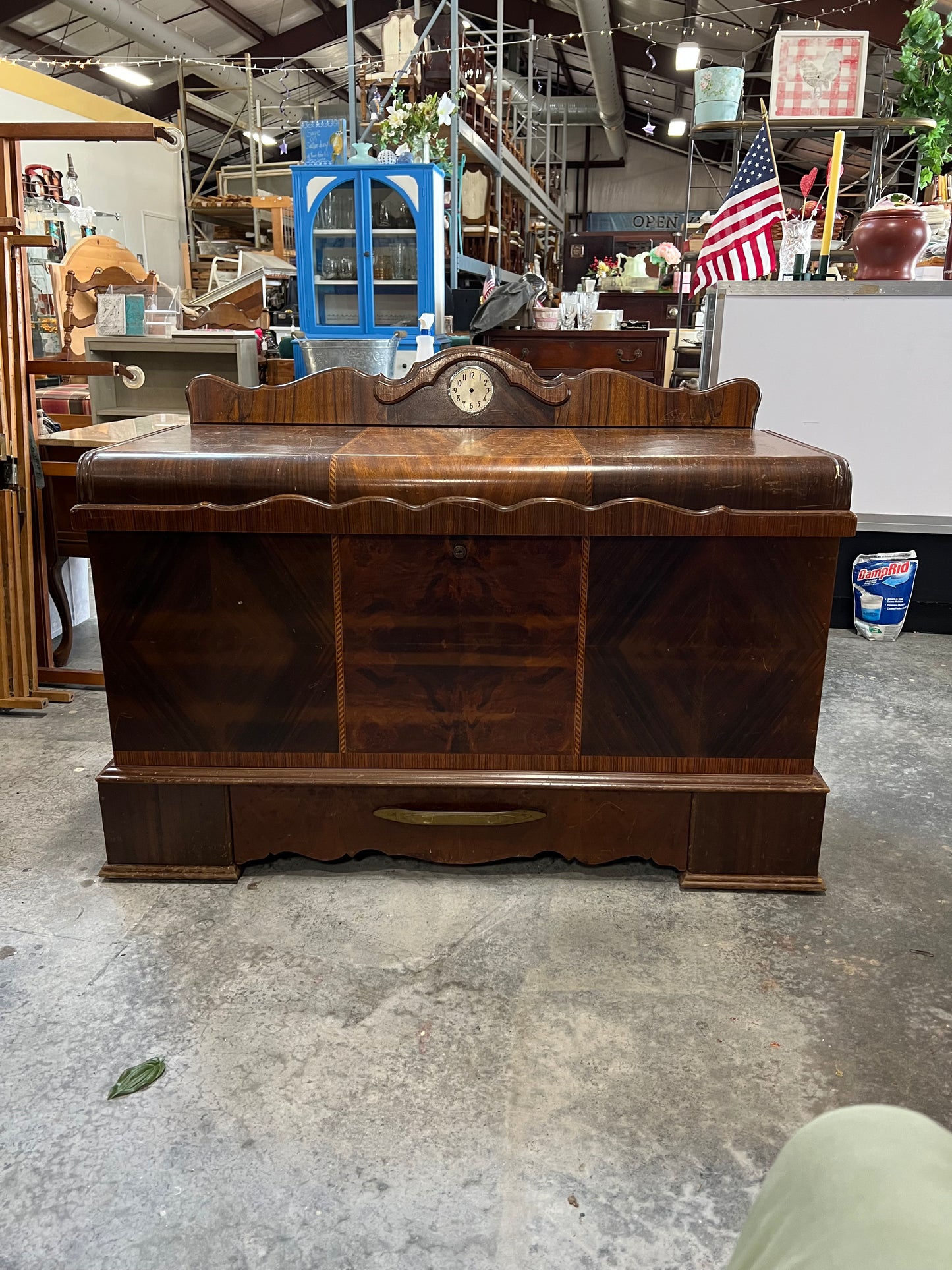 Cavalier Cedar Trunk Electric Clock Backplate - Bottom drawer