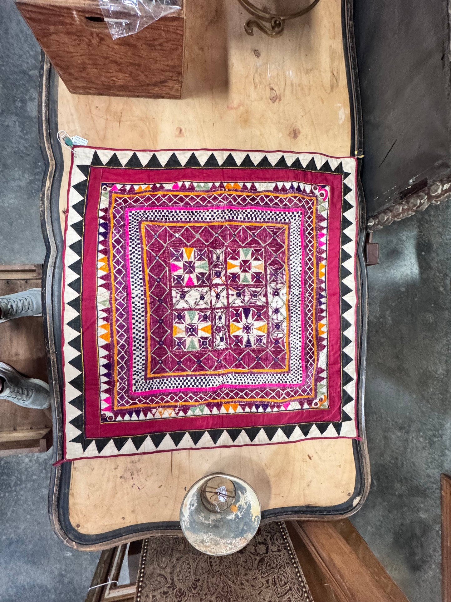 Vintage Handmade Chakla Textile Wall Hanging