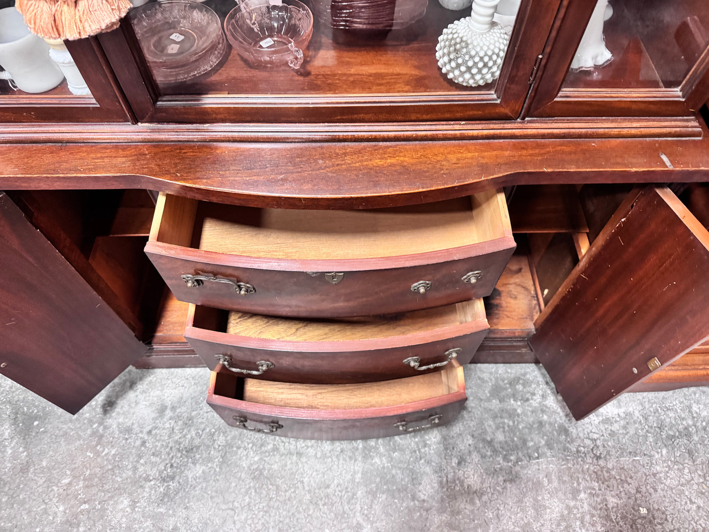 Vintage Mahogany Bow Front china cabinet