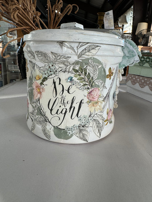 Be the Light Upcycled Floral Decor by local artist, Glitter & Gold