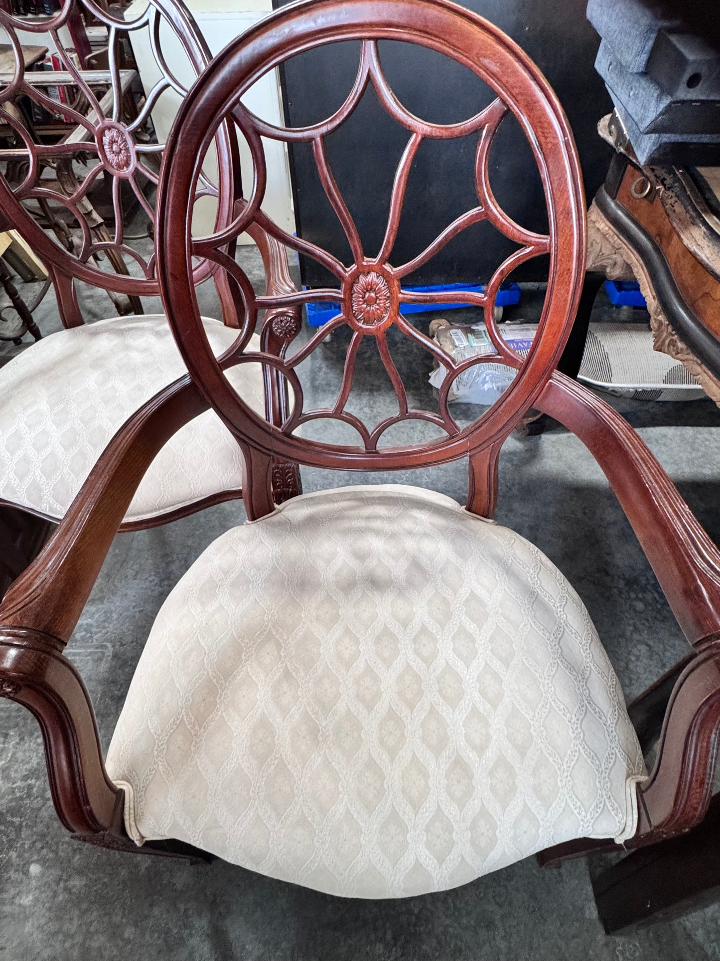 Regency Mahogany Spiderweb Back Armchairs-Pair