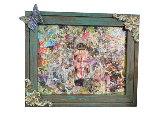 Handcrafted Framed Mixed Media on Glass “Elements of a Woman”