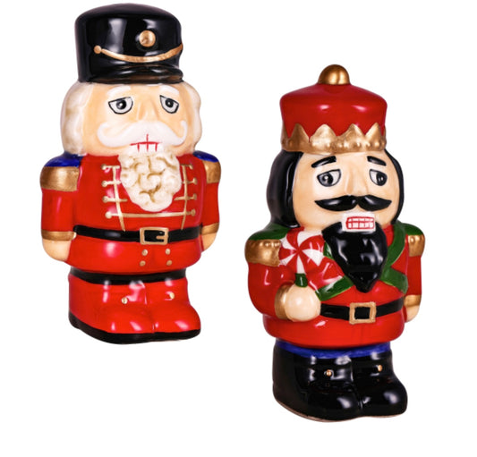 Ceramic Nutcracker Shaped Salt and Pepper Shakers