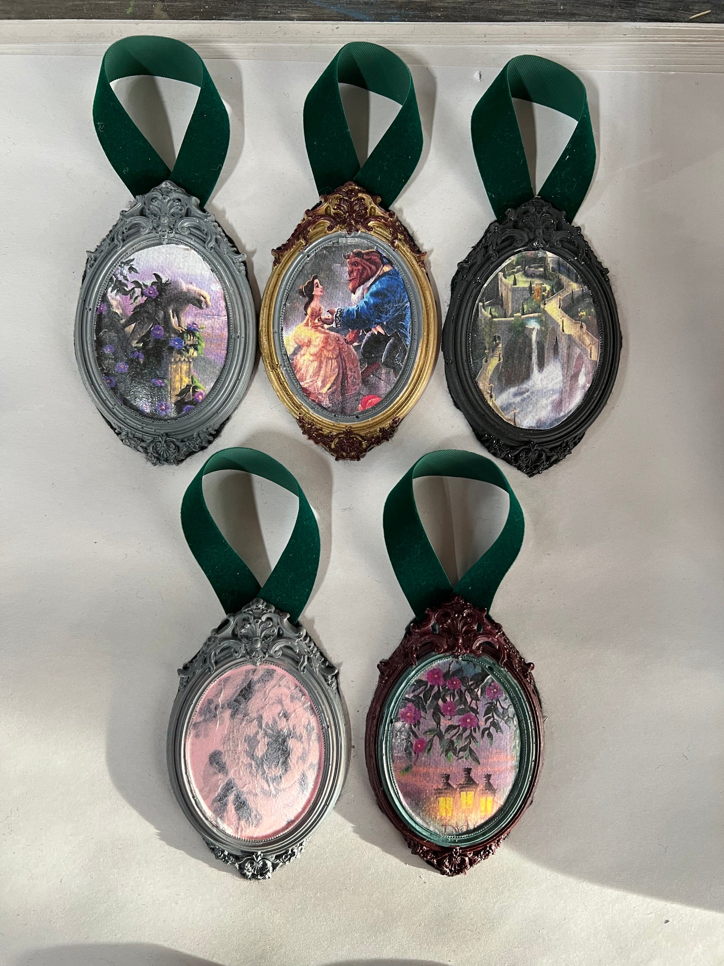 Handcrafted "Beauty and the Beast" inspired Ornaments