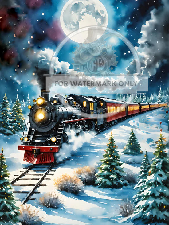 DC543 The Christmas Express Train Decoupage Central A4 Rice Paper Designs