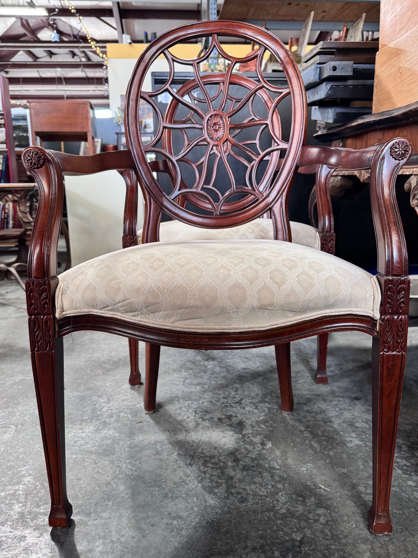 Regency Mahogany Spiderweb Back Armchairs-Pair