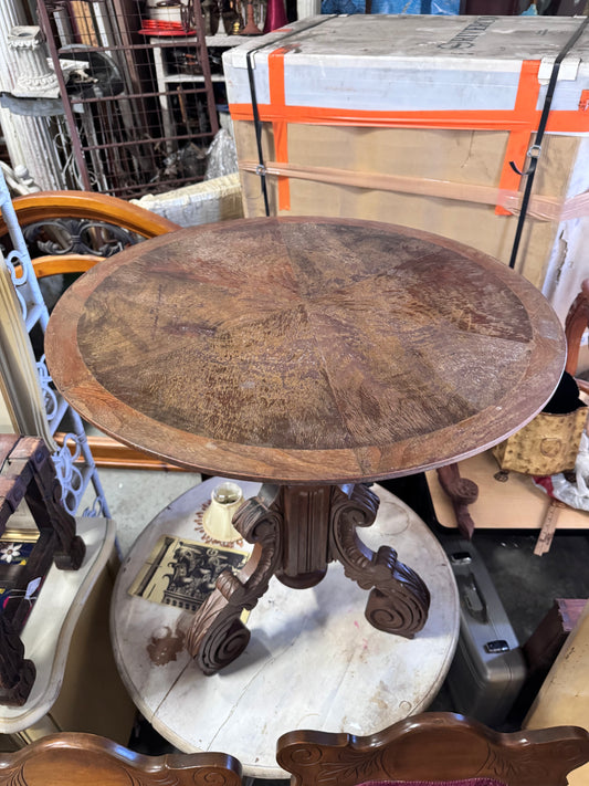 Carved Scroll Leg Pedestal Table
