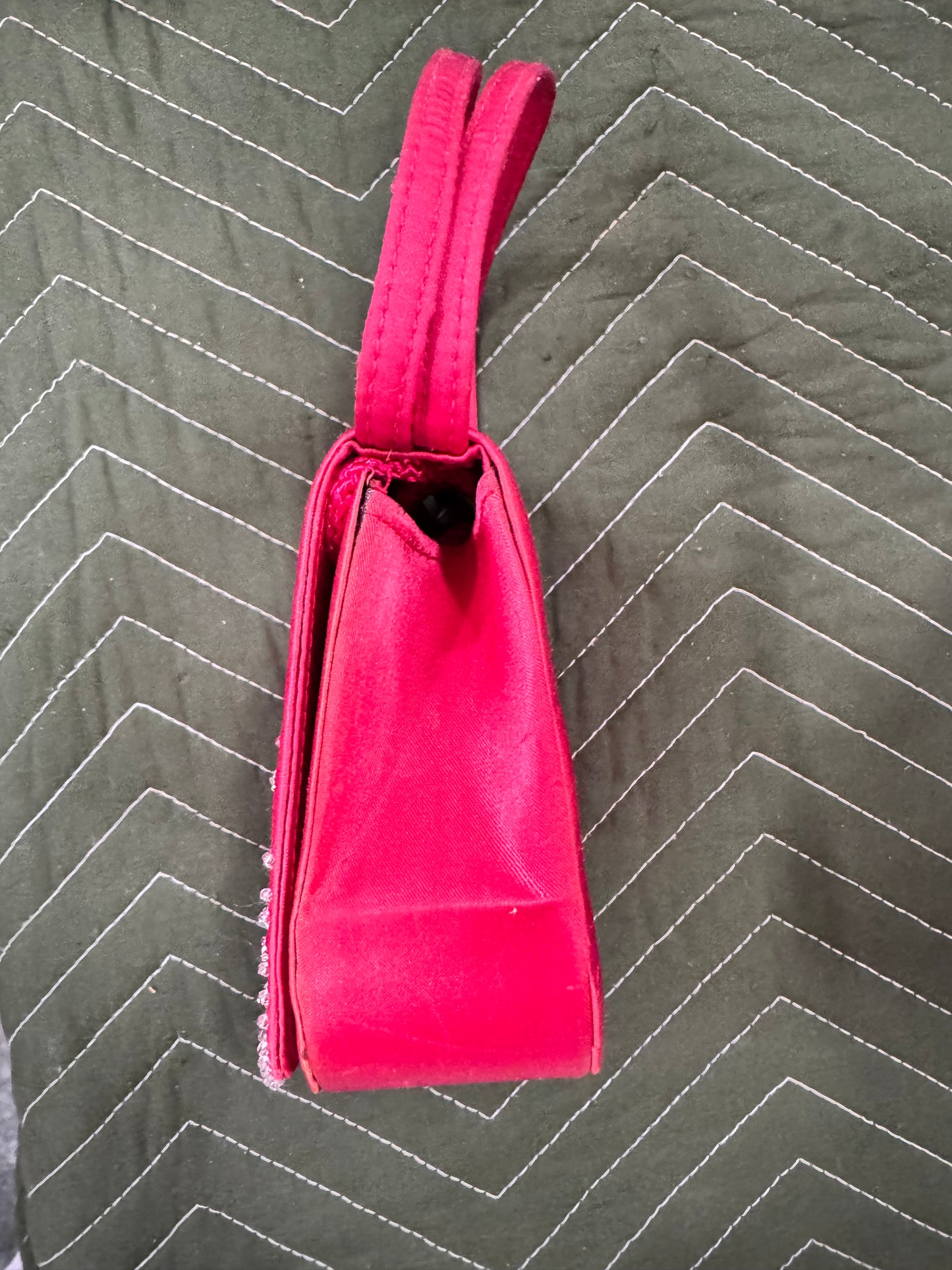 Vintage Beaded Red Satin Evening Bag