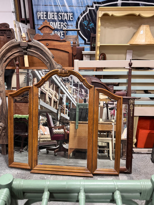Solid Oak Tri-fold Mirror