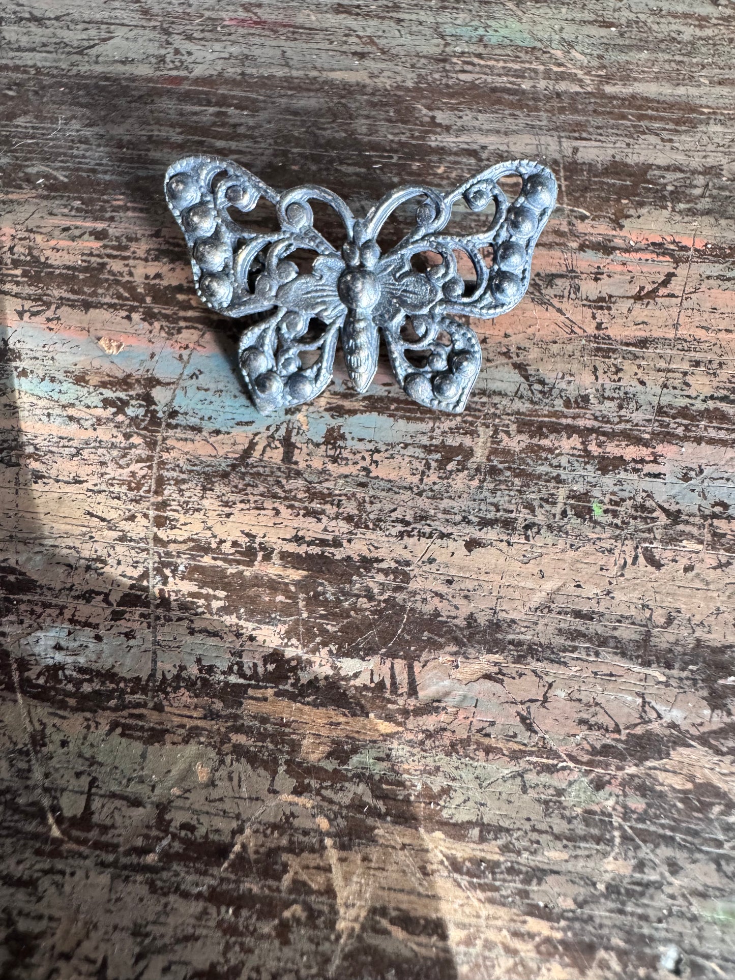 Vintage Pewter Butterfly Brooch