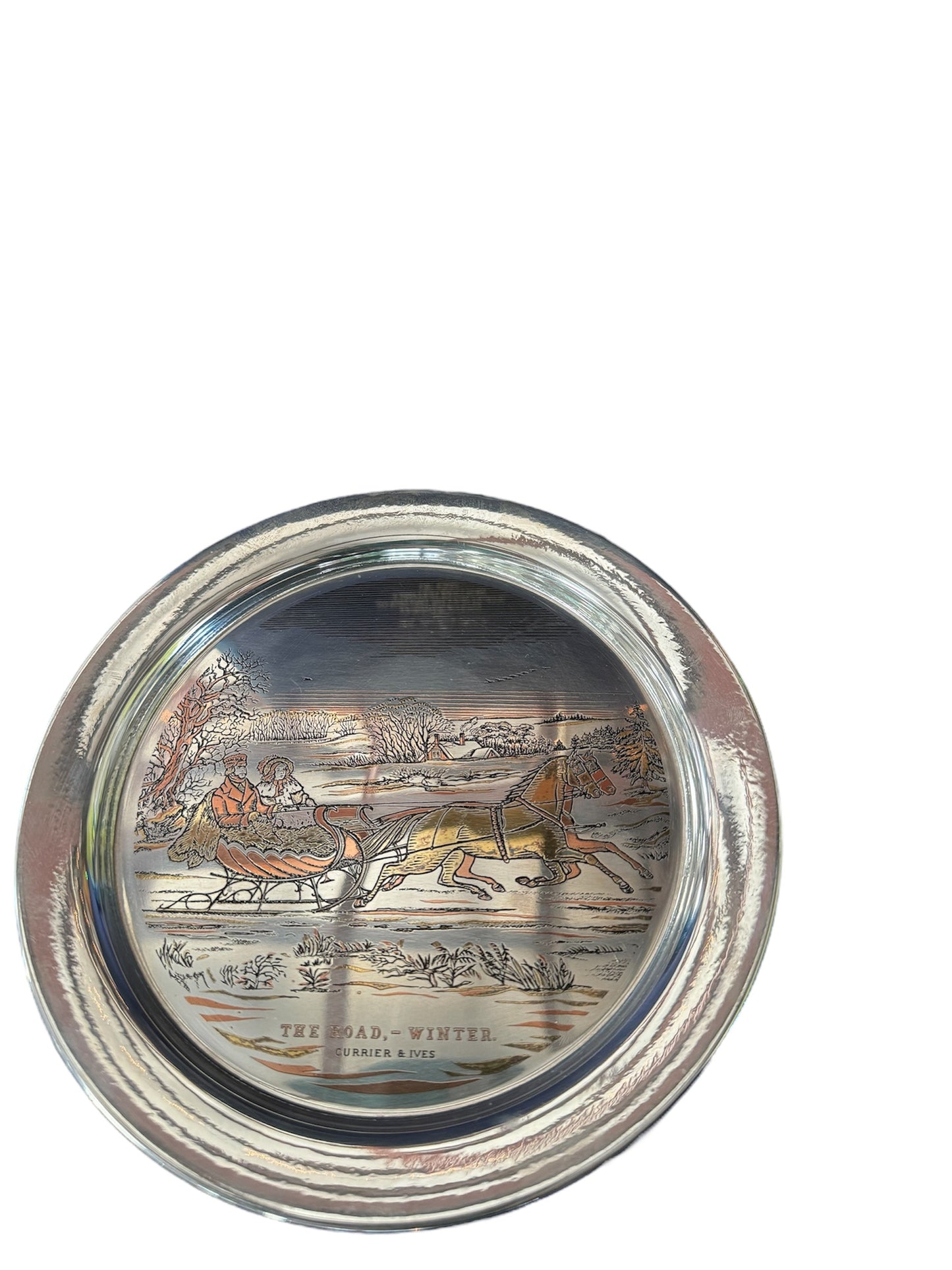 The Danbury Mint Currier & Ives Collectible Sterling Silver Plate 1972