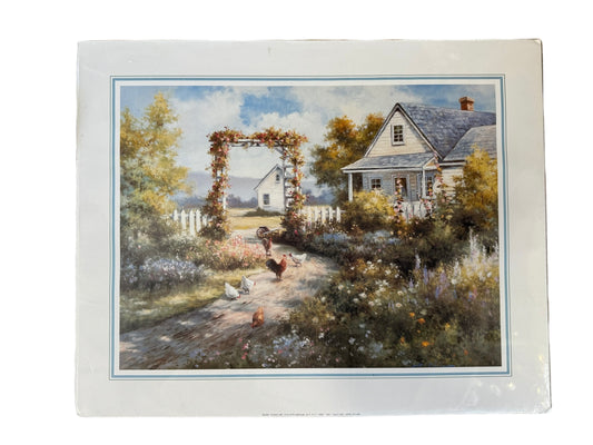 Scafa Art Litho Farmhouse Garden with Chickens