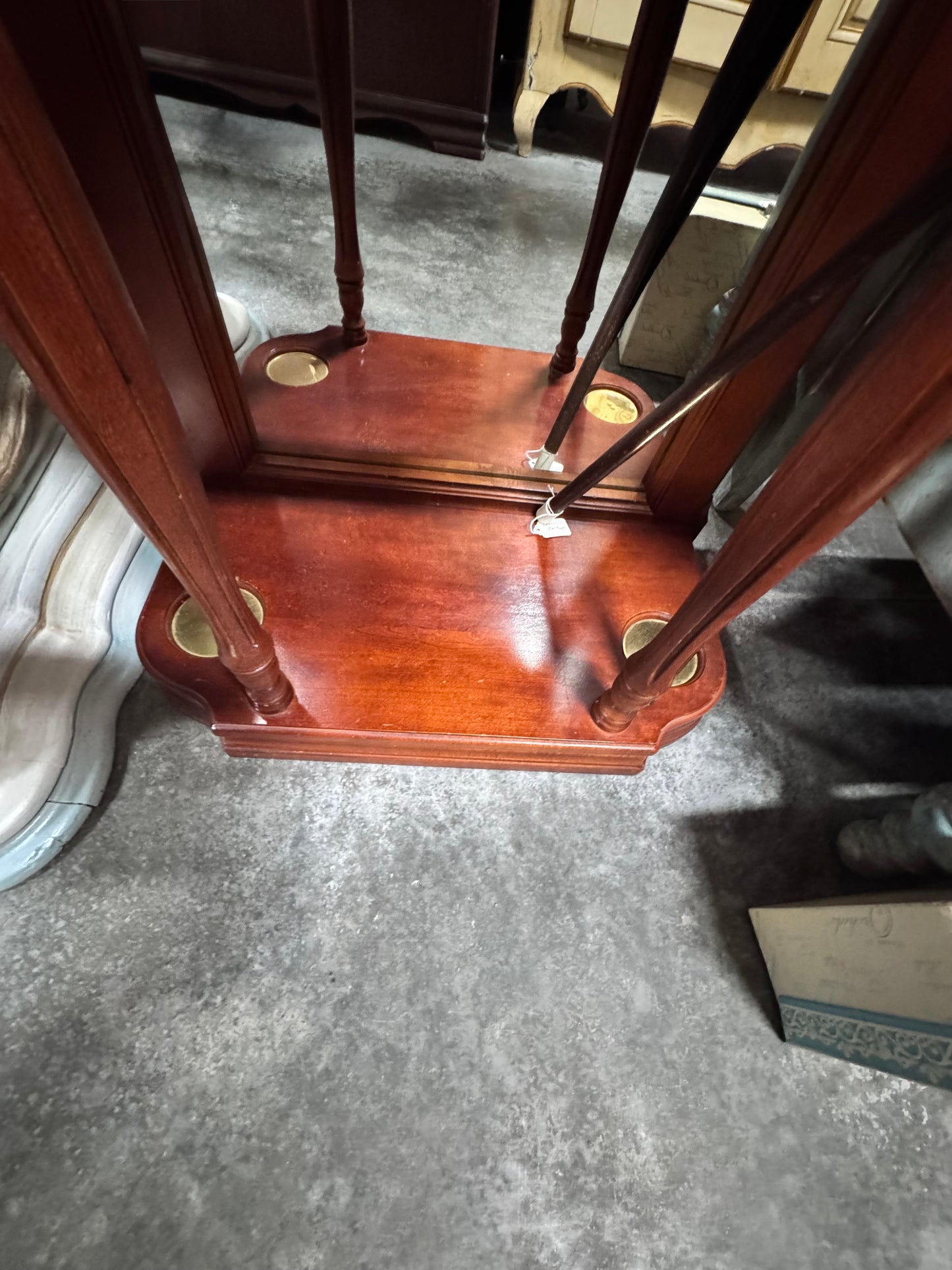 Vintage Pulaski Cherry Wood Mirrored Hall Tree