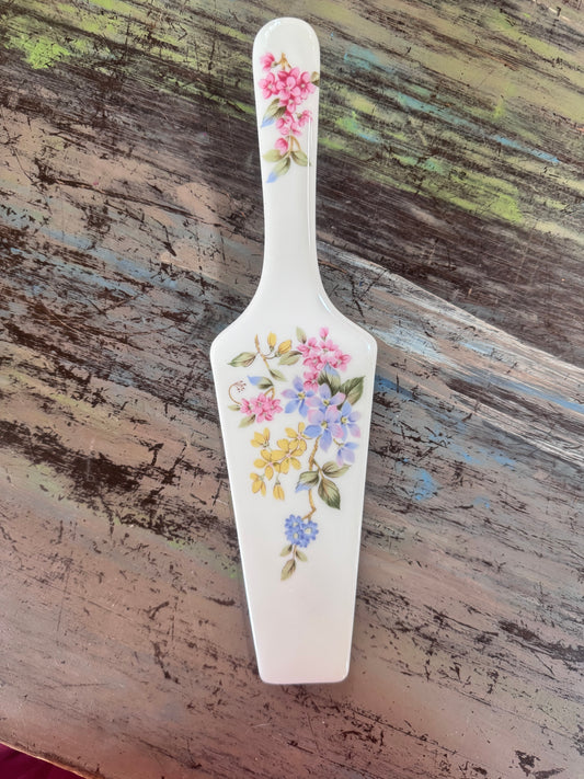 Andrea by Sadek Floral Cake/Pie Server - Florals on White -