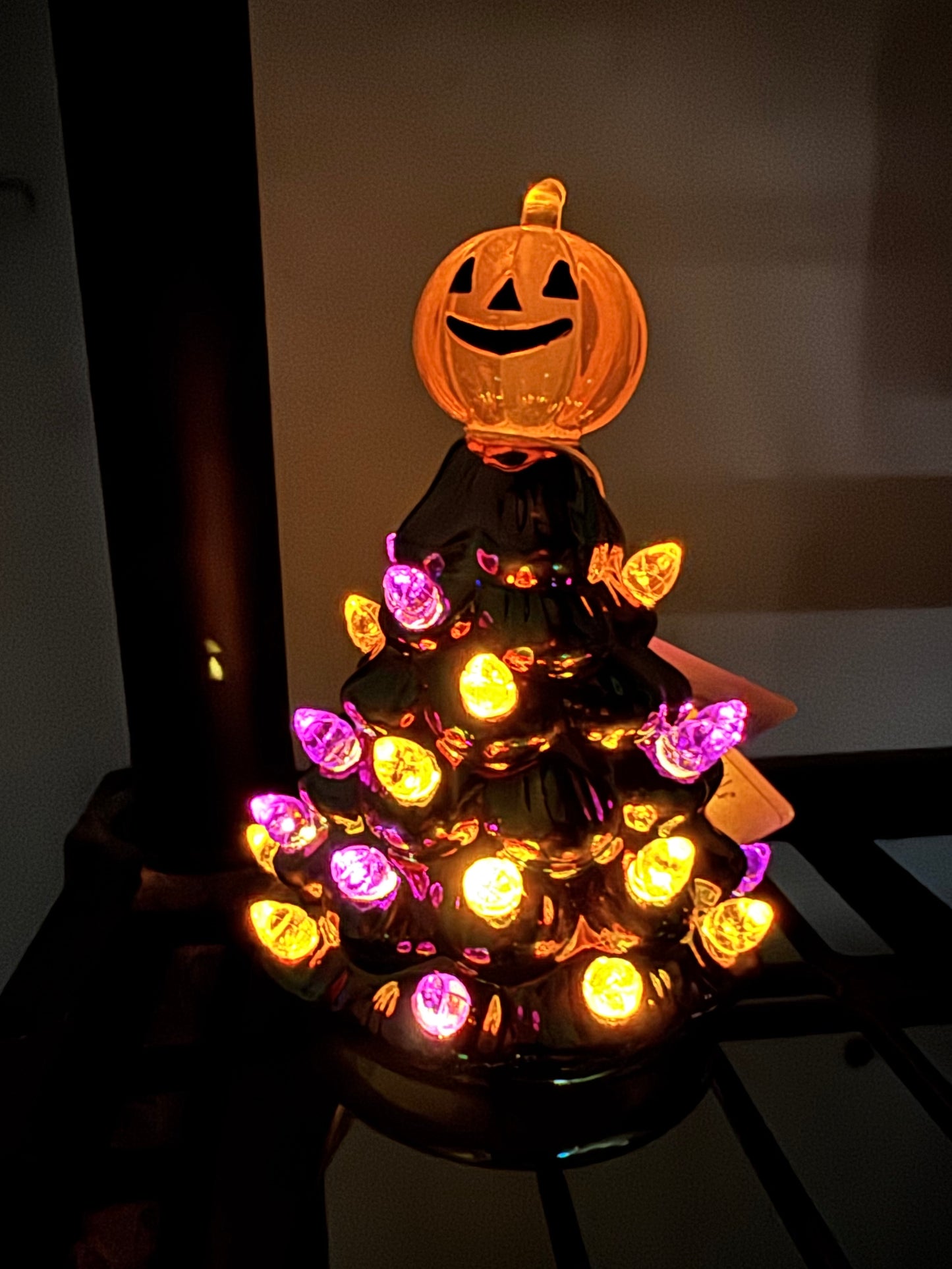 Pumpkin Iridescent Tree LED Ceramic Table Decor