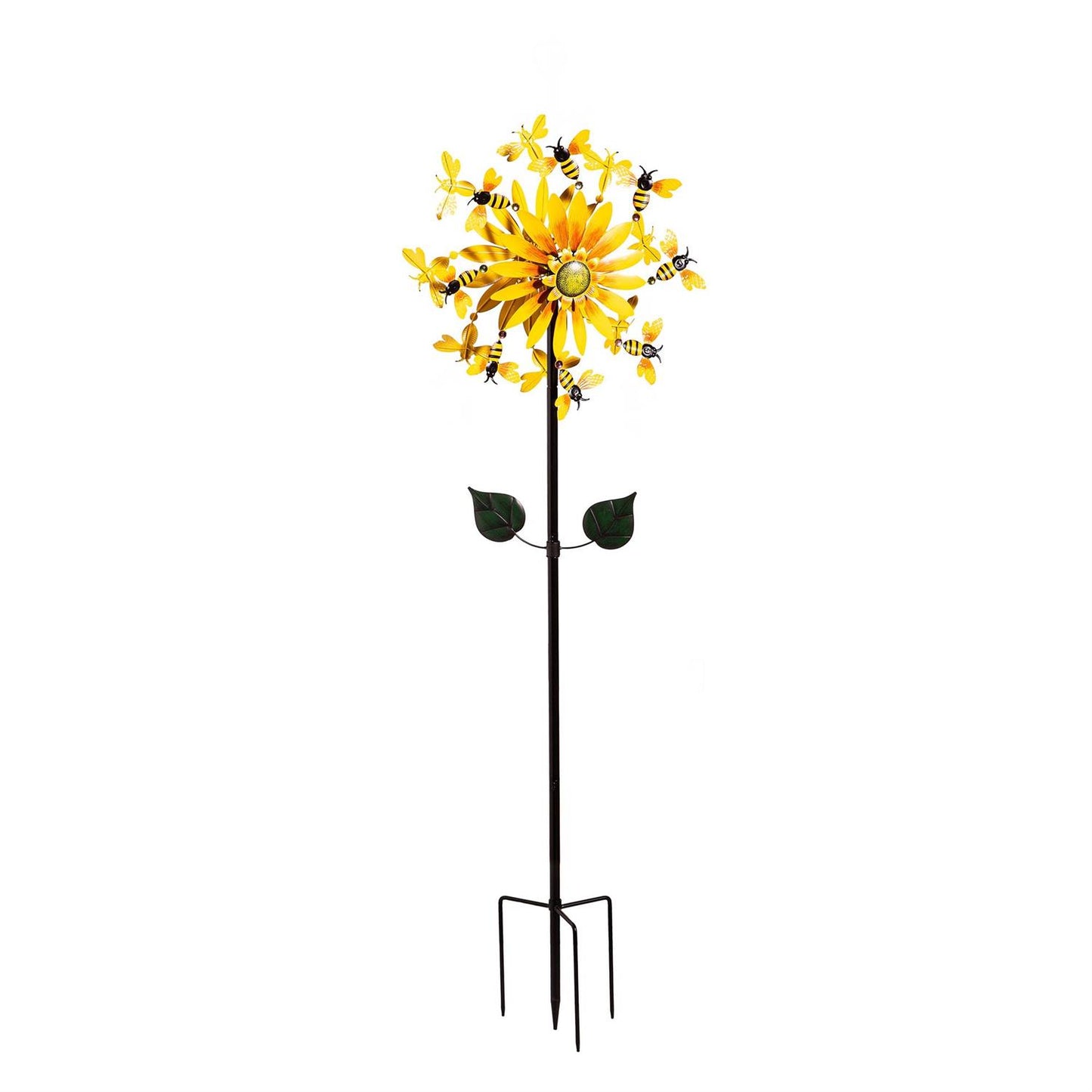 Metal Wind Spinner Sunflower & Bees 75" H