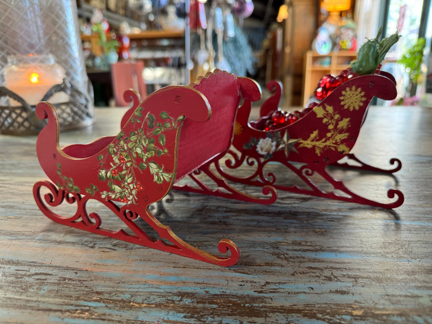 Handcrafted Holiday Traditions MDF Santa Sleigh