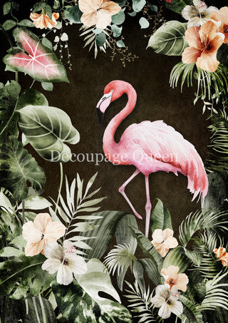 Decoupage Queen Rice Paper - Tropical Flamingo