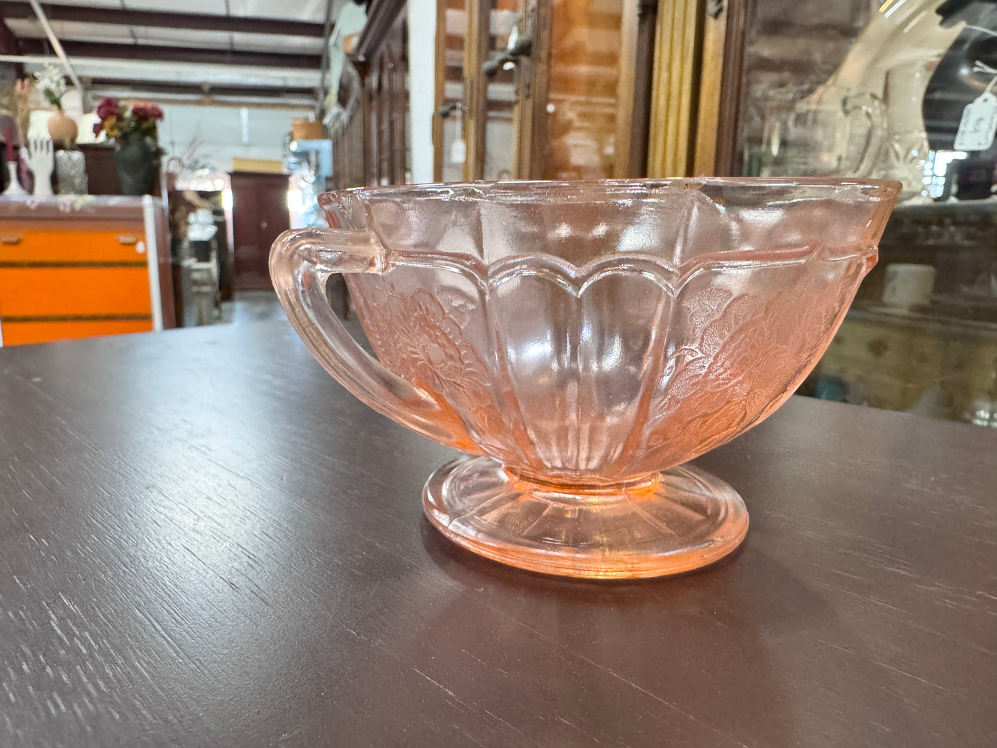 Pink Depression Glass Sugar Bowl