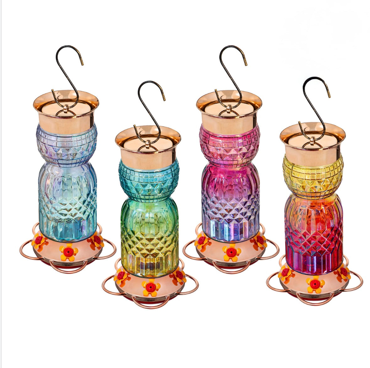 Iridescent Glass Hummingbird Feeders