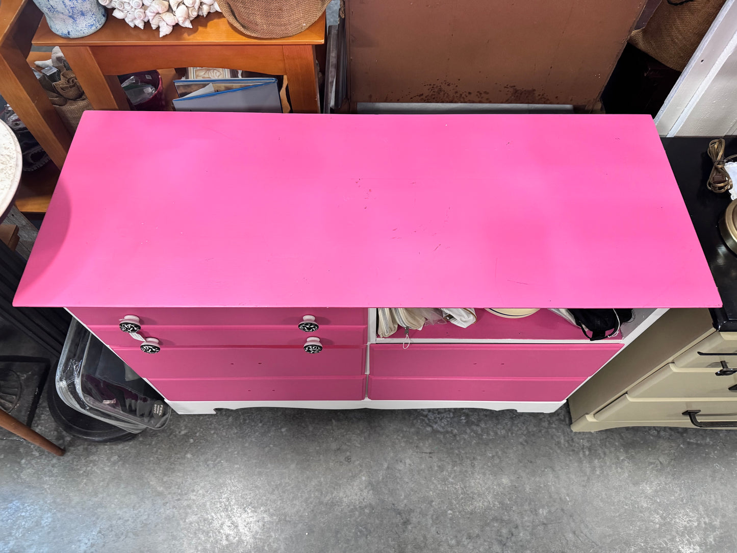 Pink and White 5 Drawer Dresser
