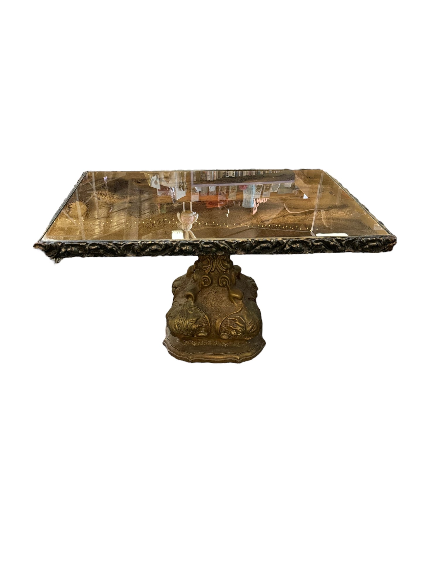 Bronze and Gold Resin Art Top Accent Table