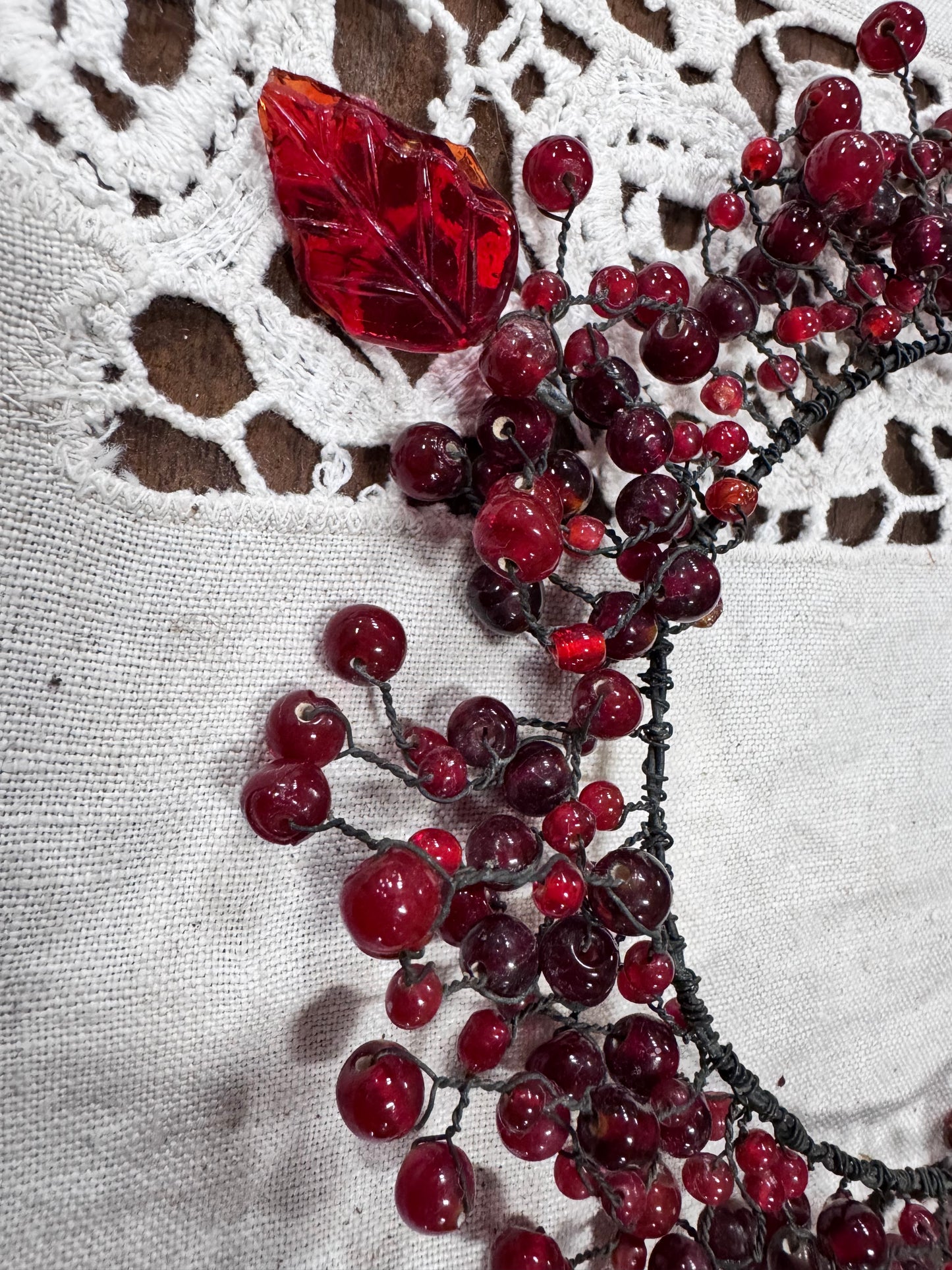 Red Pepper Berry Glass Candle Pillar Ring