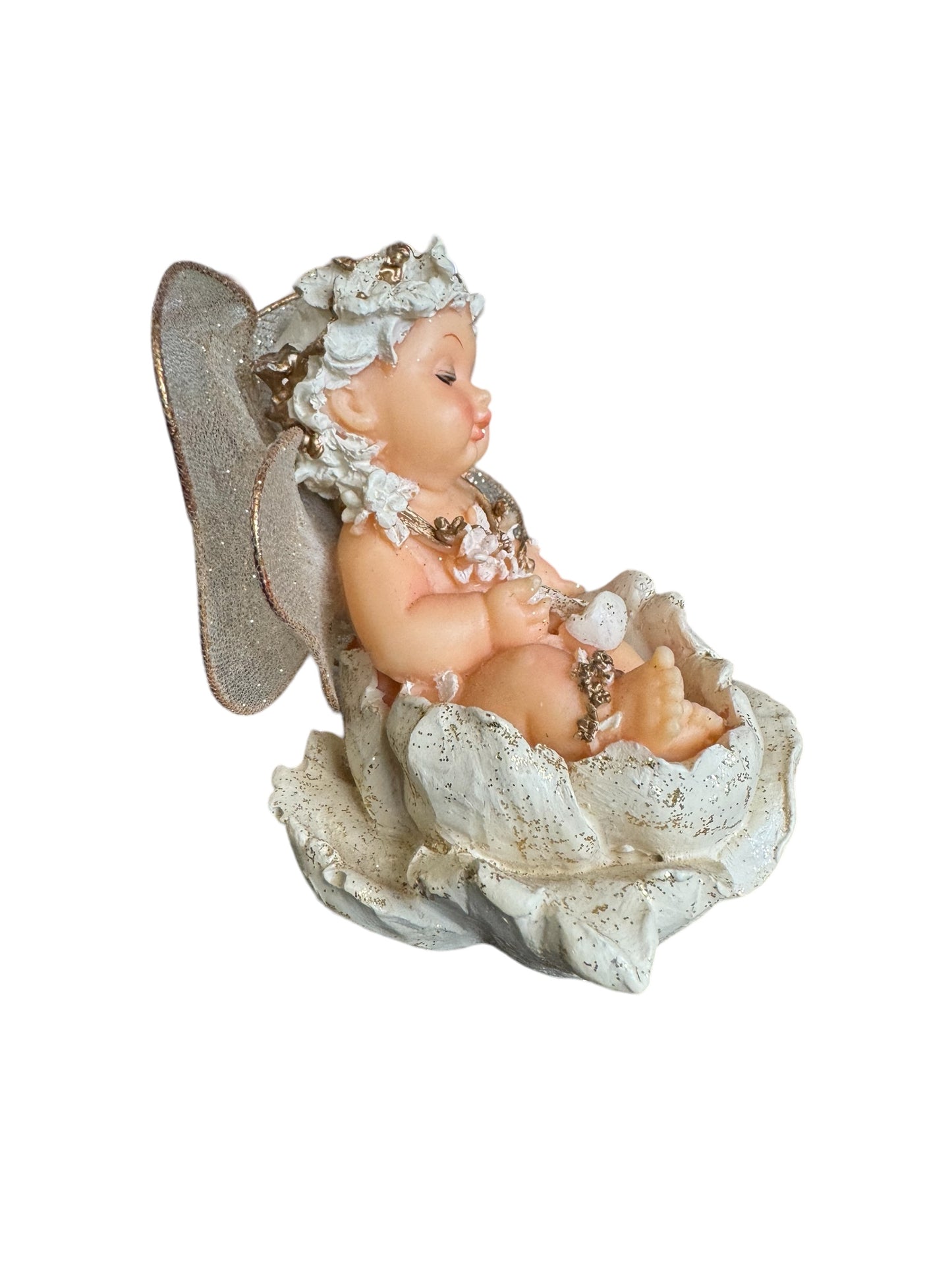 Cherub Figurine seated in Rose