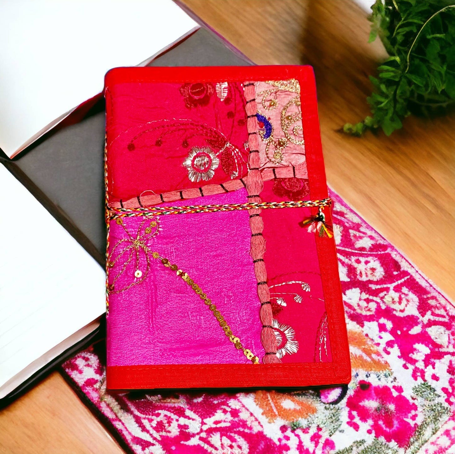 Rajastahni Patchwork Journal - Pink/Red