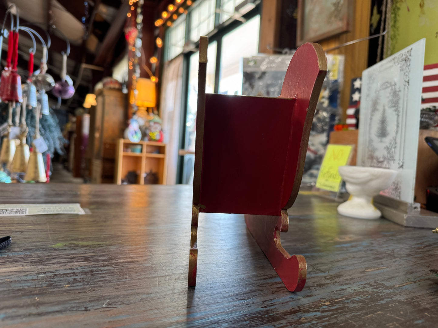 Red Christmas Santa’s Sleigh decor display Candy Dish